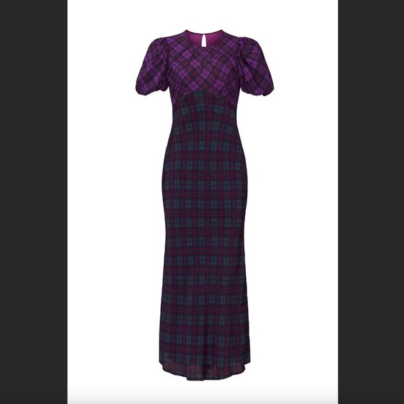 Rahi Plaid Cher Dress in Purple Green Size XS - Picture 9 of 11